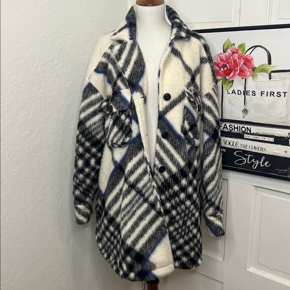 Anine Bing Oakley Multicolored Plaid Oversized Jacket Size XS - Picture 3 of 12